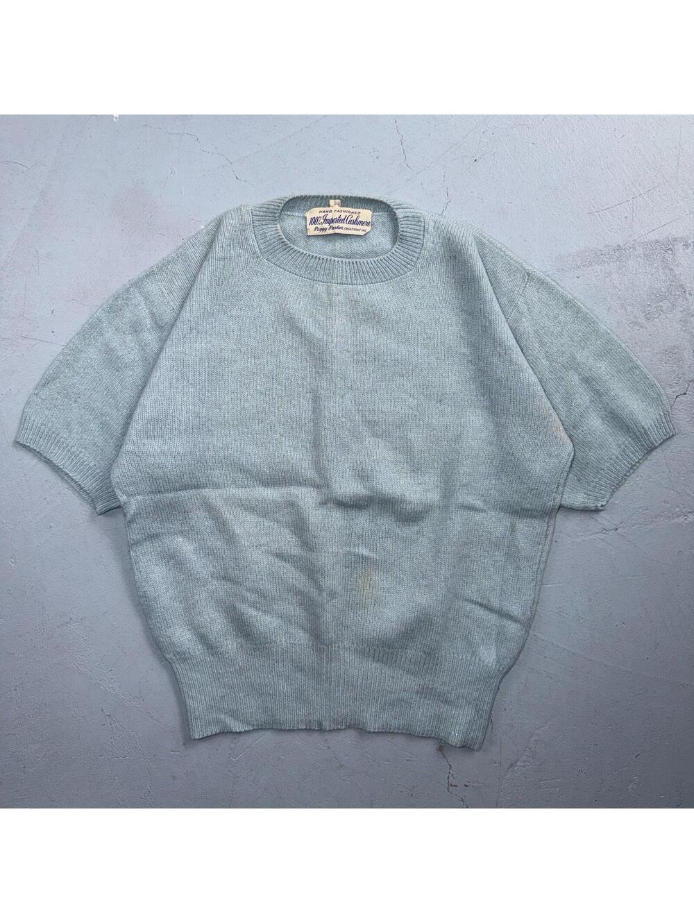 VTG 1940s 1950s Wool Cashmere Sweater Rockabilly Womens Mod Knit Blue Peggy Park